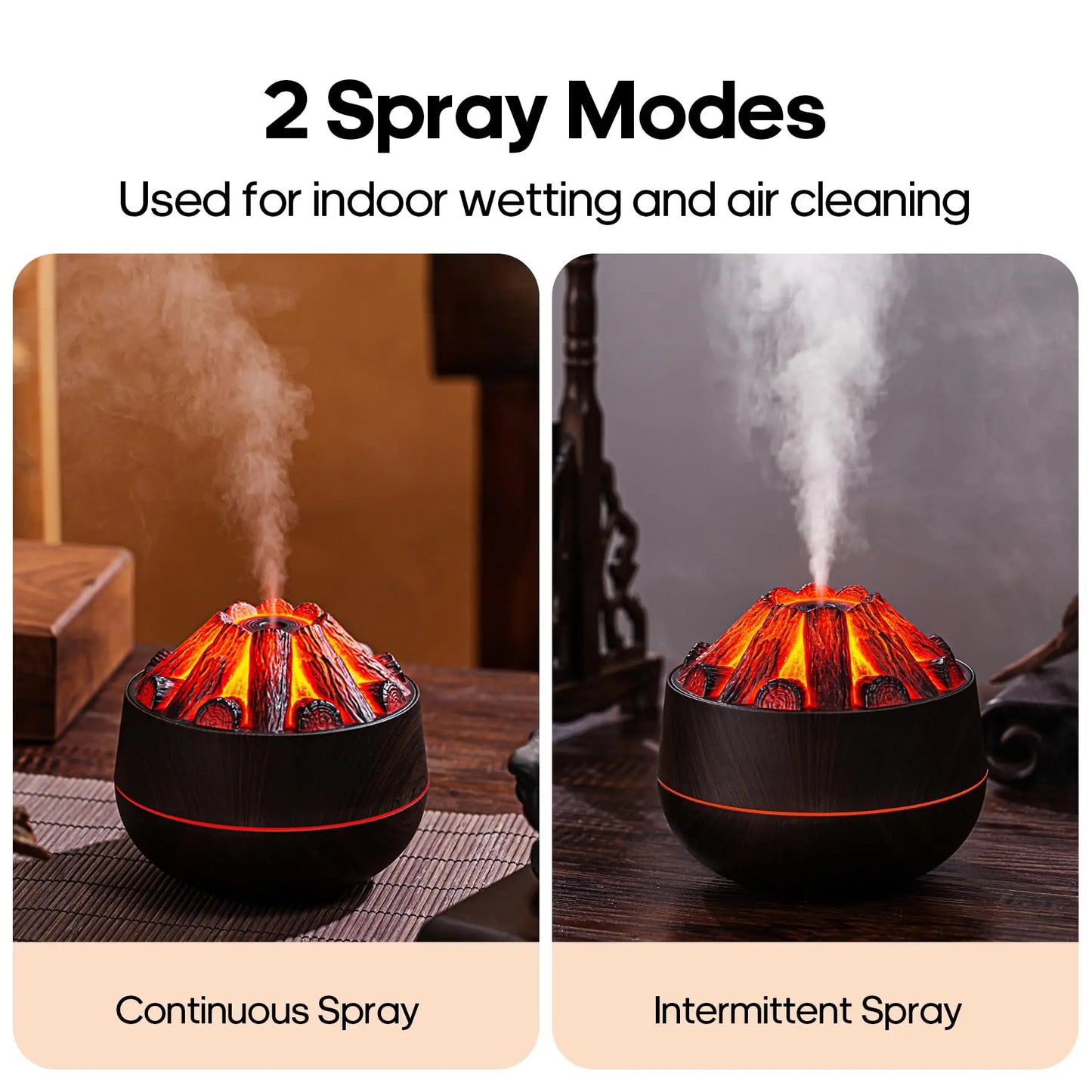 Transform Your Space with the Flame Bonfire Essential Diffuser Humidifier - 300Ml Night Light for Home, Office, or Gym
